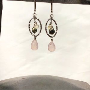 Pink teardrop earring